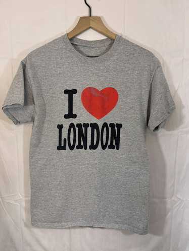 Vintage I Love London Heart Grey Faded 2000s Tee