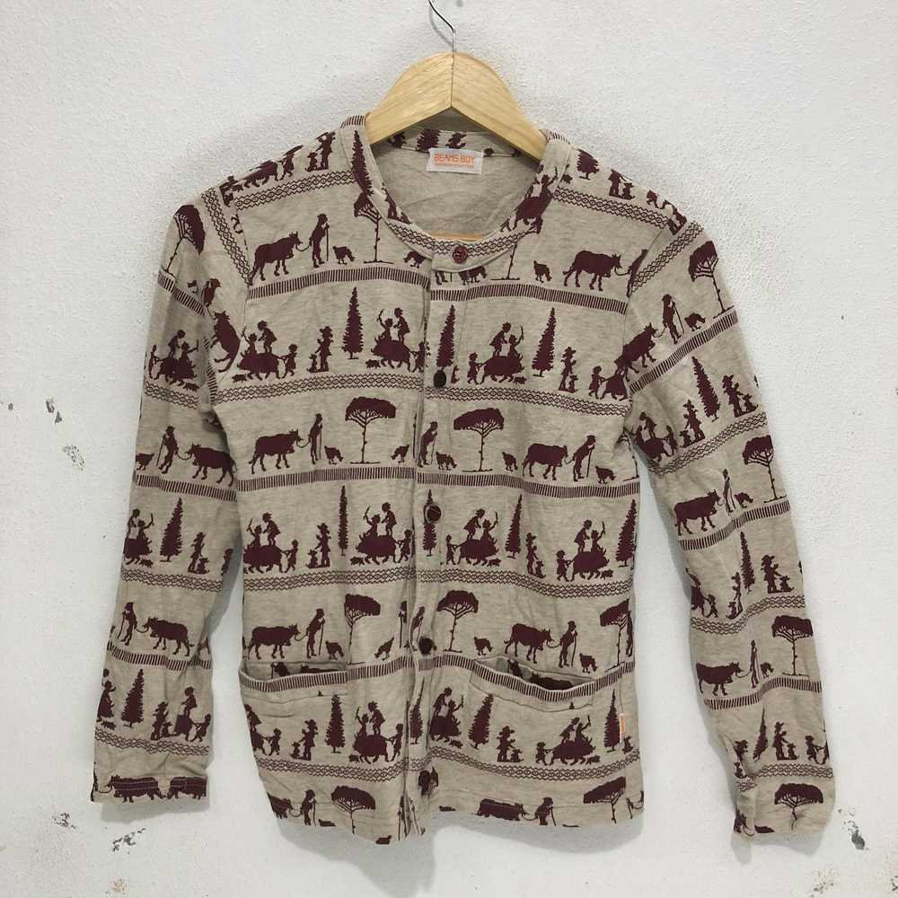 Vintage Rare!! Beams Boy Button Sweater Full Prin… - image 1