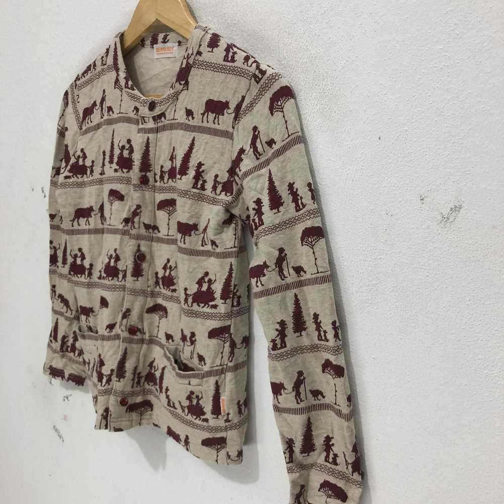 Vintage Rare!! Beams Boy Button Sweater Full Prin… - image 3