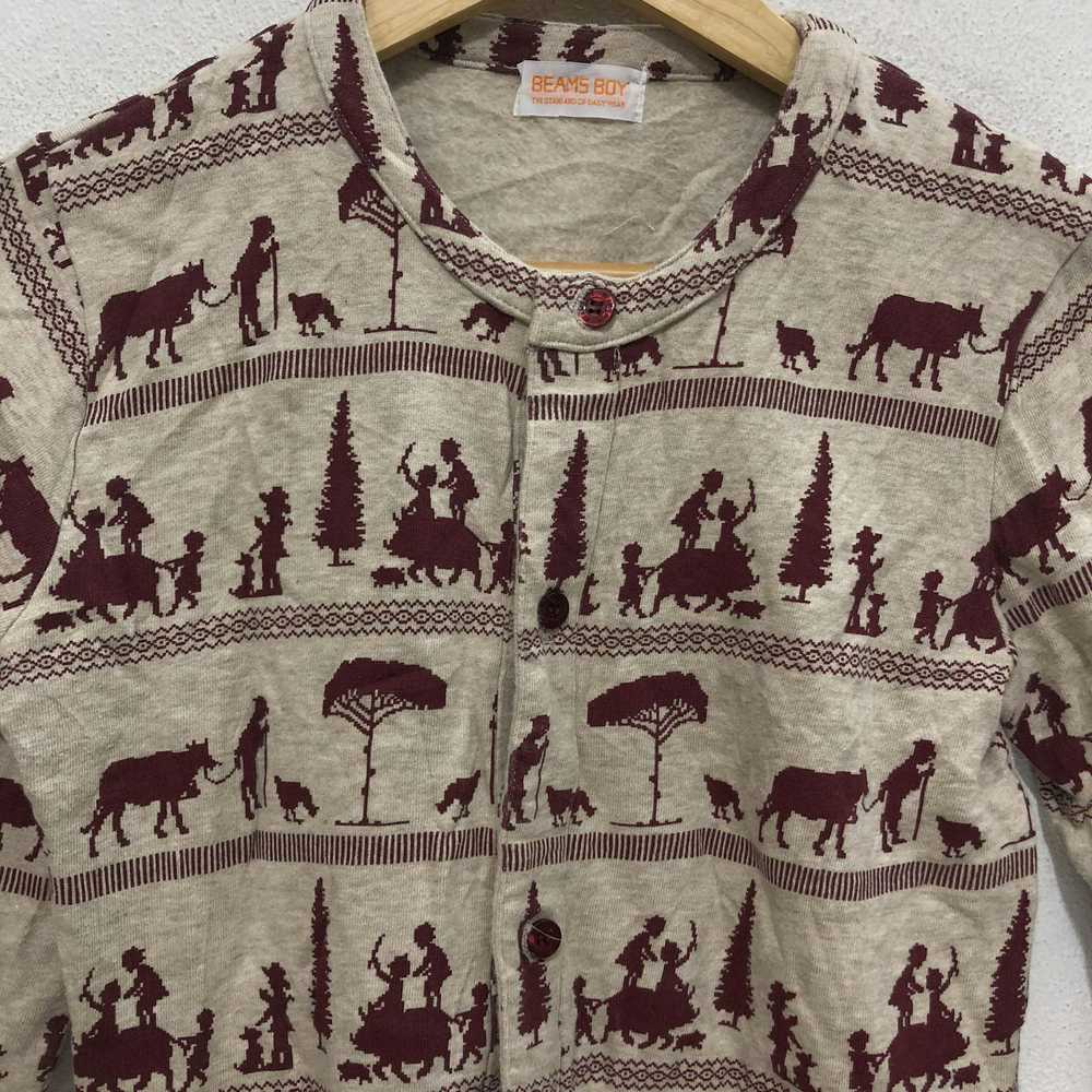 Vintage Rare!! Beams Boy Button Sweater Full Prin… - image 4