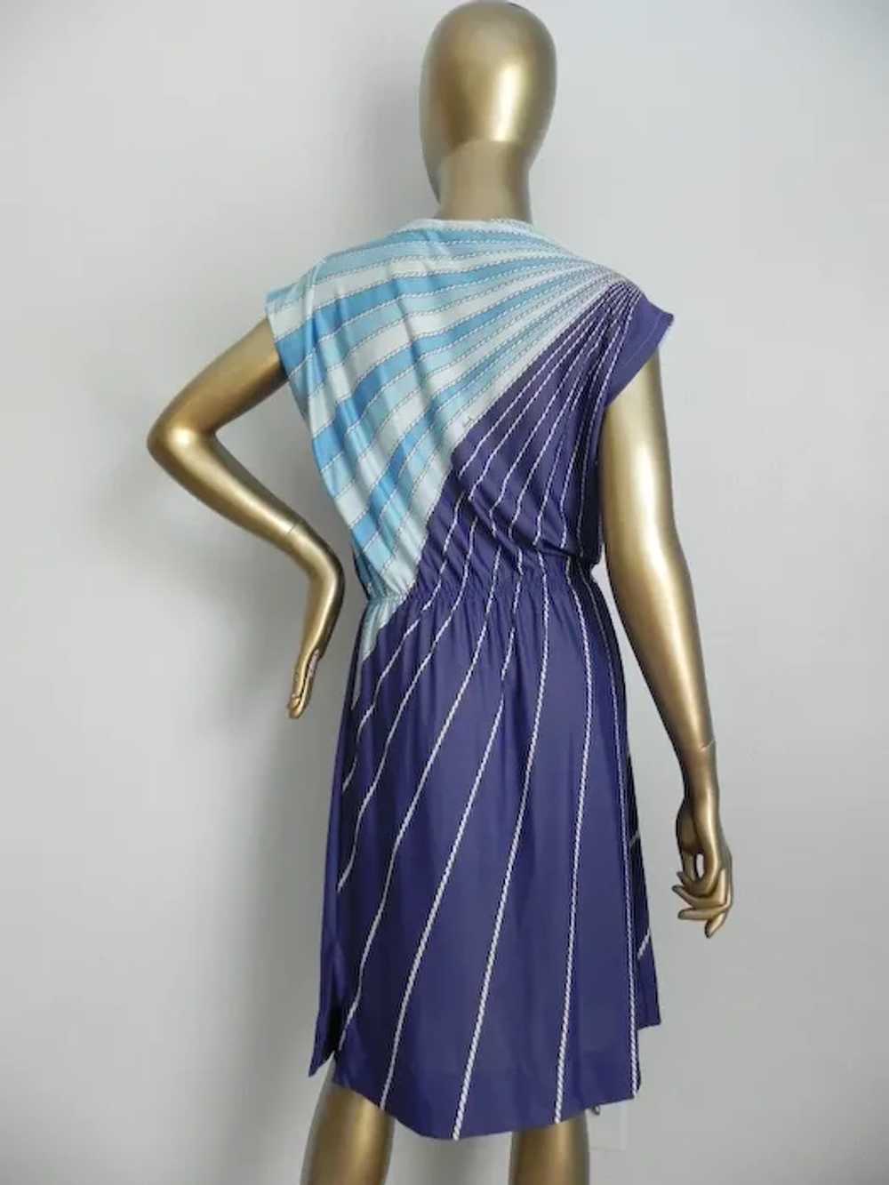 Vintage blue striped sheath \ diagonal stripe sli… - image 4