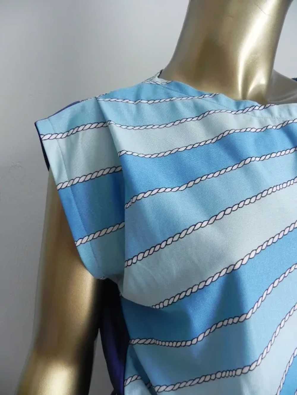 Vintage blue striped sheath \ diagonal stripe sli… - image 9