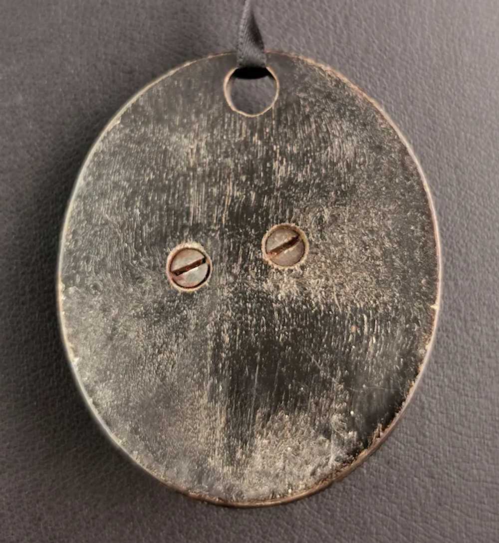 Antique Victorian bog oak floral pendant - image 5