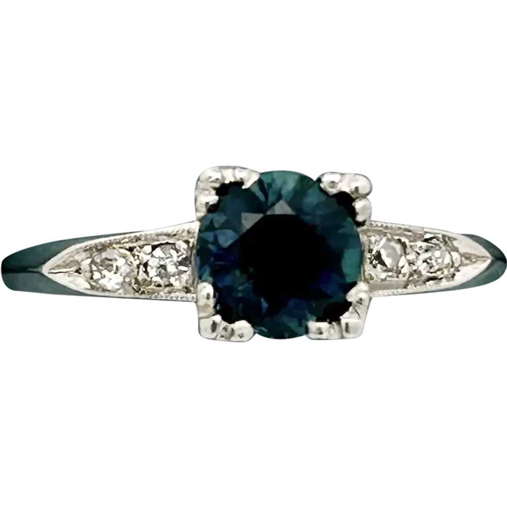 Vintage Estate Sapphire & Diamond Ring Platinum - image 1