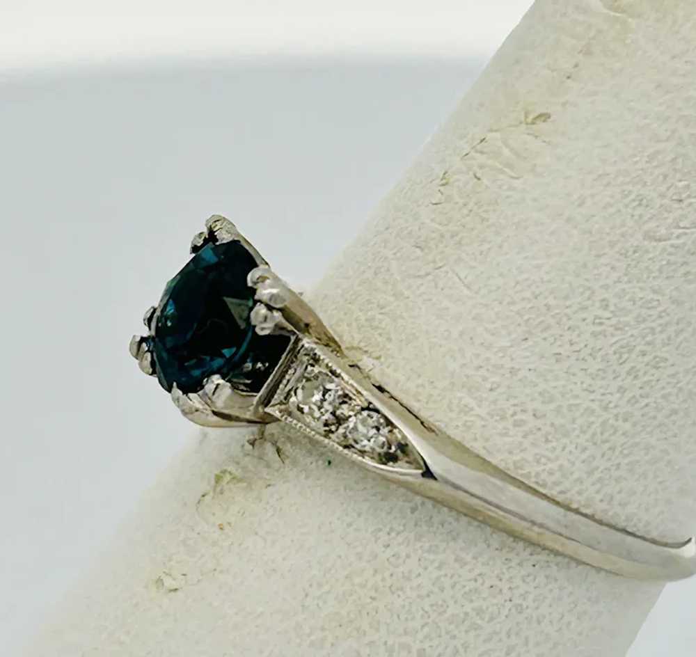 Vintage Estate Sapphire & Diamond Ring Platinum - image 2