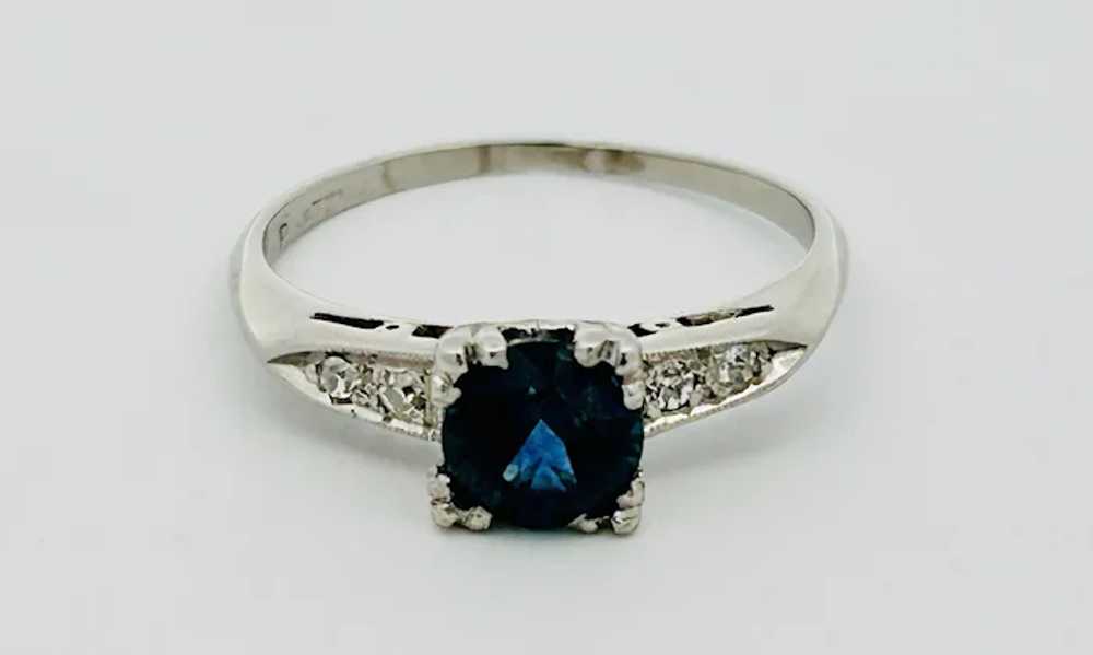 Vintage Estate Sapphire & Diamond Ring Platinum - image 4