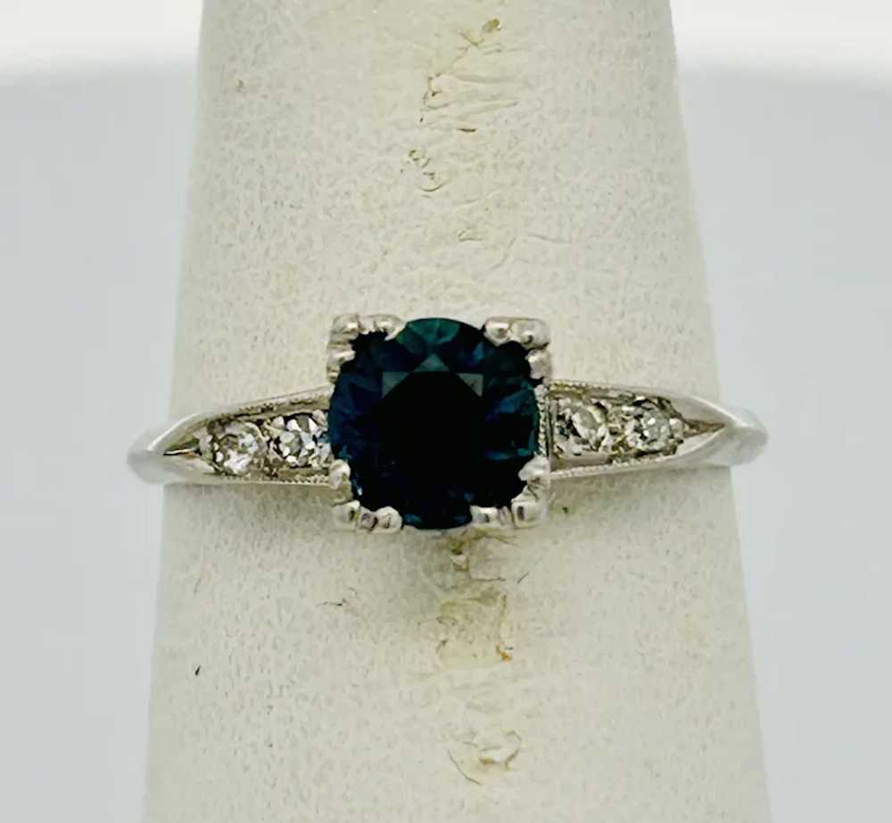 Vintage Estate Sapphire & Diamond Ring Platinum - image 8