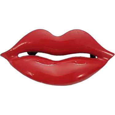 Red Enamel Lips, Mouth Brooch Pin E261