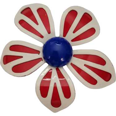 Red White Blue Patriotic Flower Brooch Pin E259