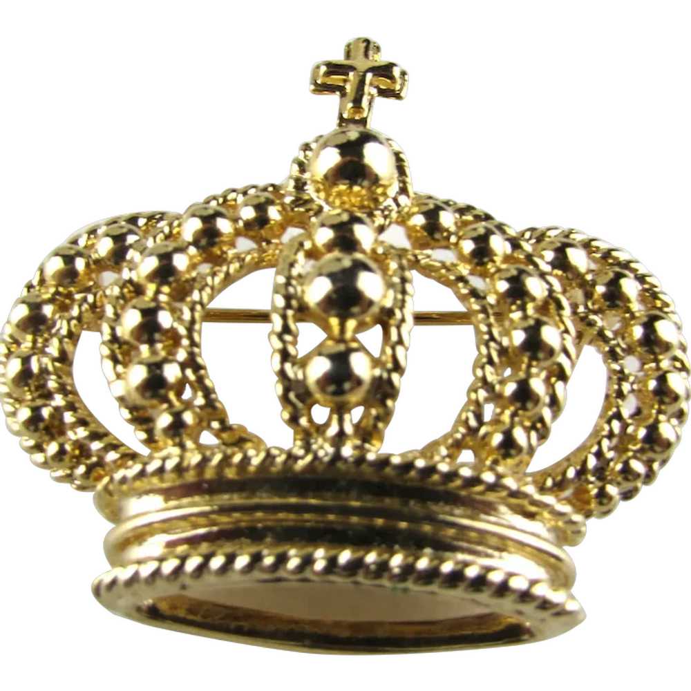 Gold Tone Crown Pin - image 1