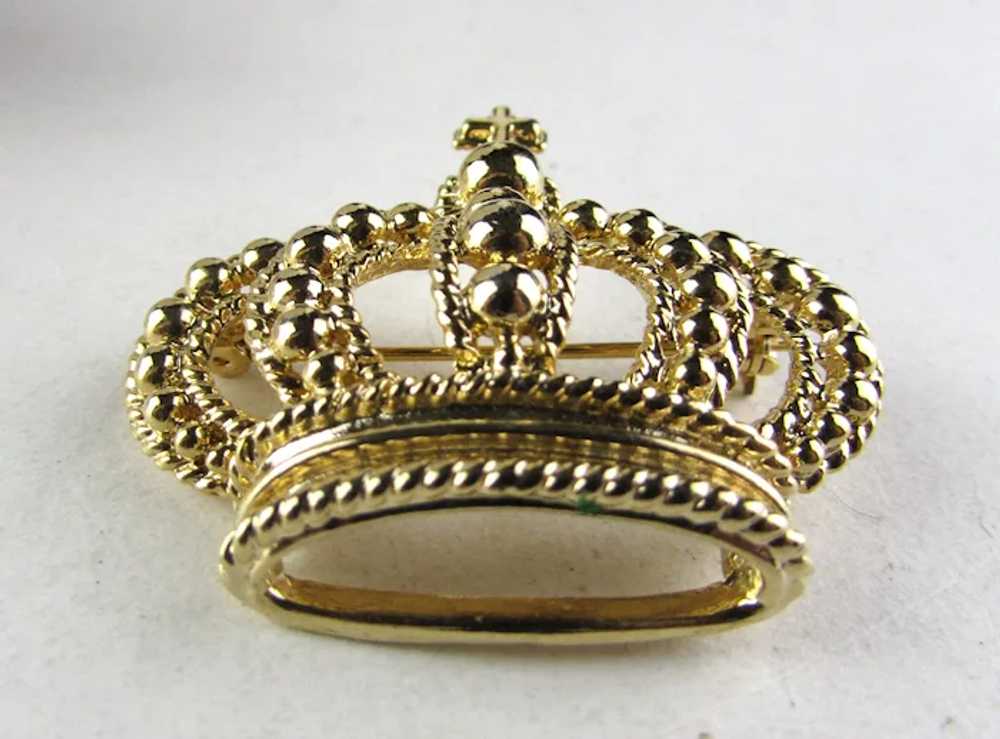 Gold Tone Crown Pin - image 4