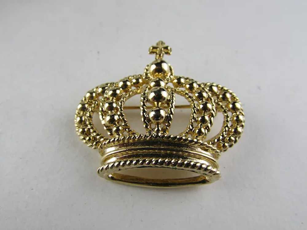 Gold Tone Crown Pin - image 6