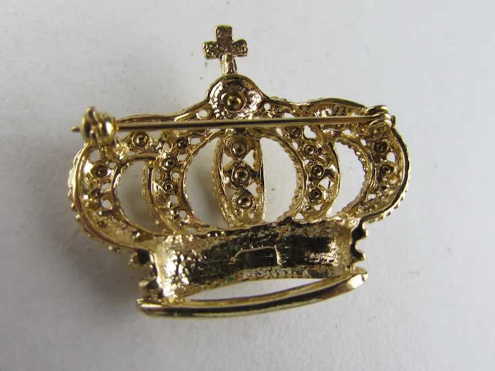 Gold Tone Crown Pin - image 9