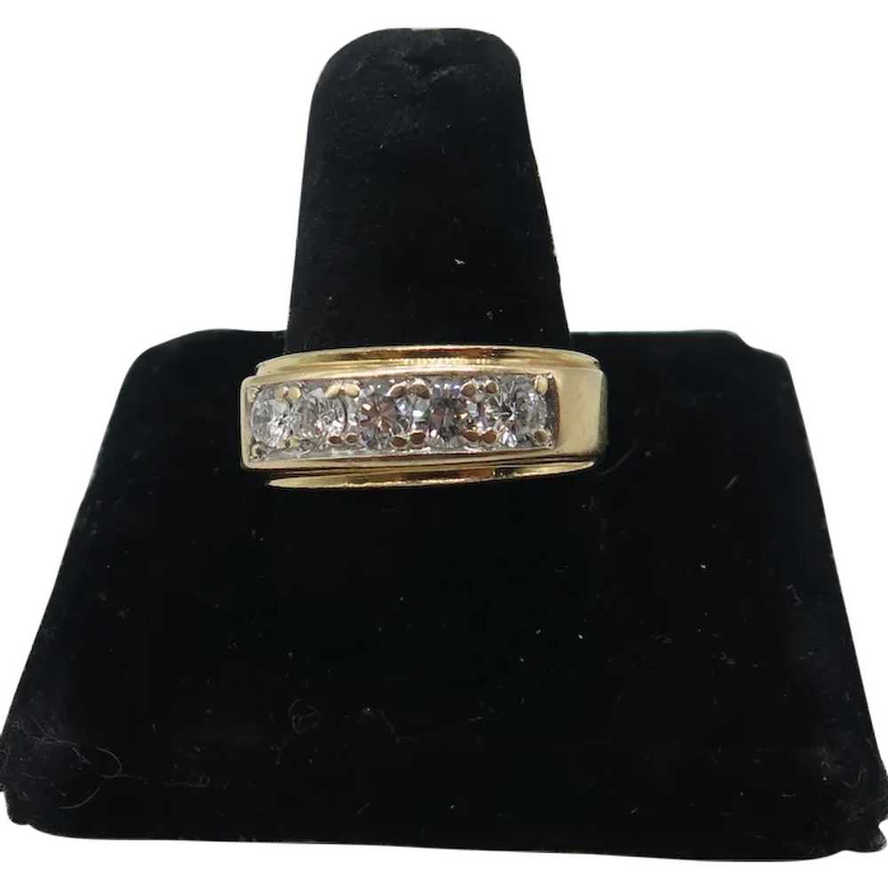 14k Yellow Gold 5 Natural Diamond Ring 1 TCW - image 1