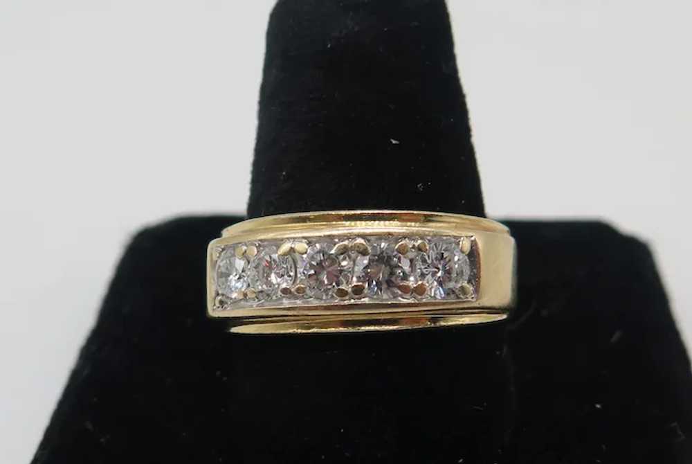 14k Yellow Gold 5 Natural Diamond Ring 1 TCW - image 2