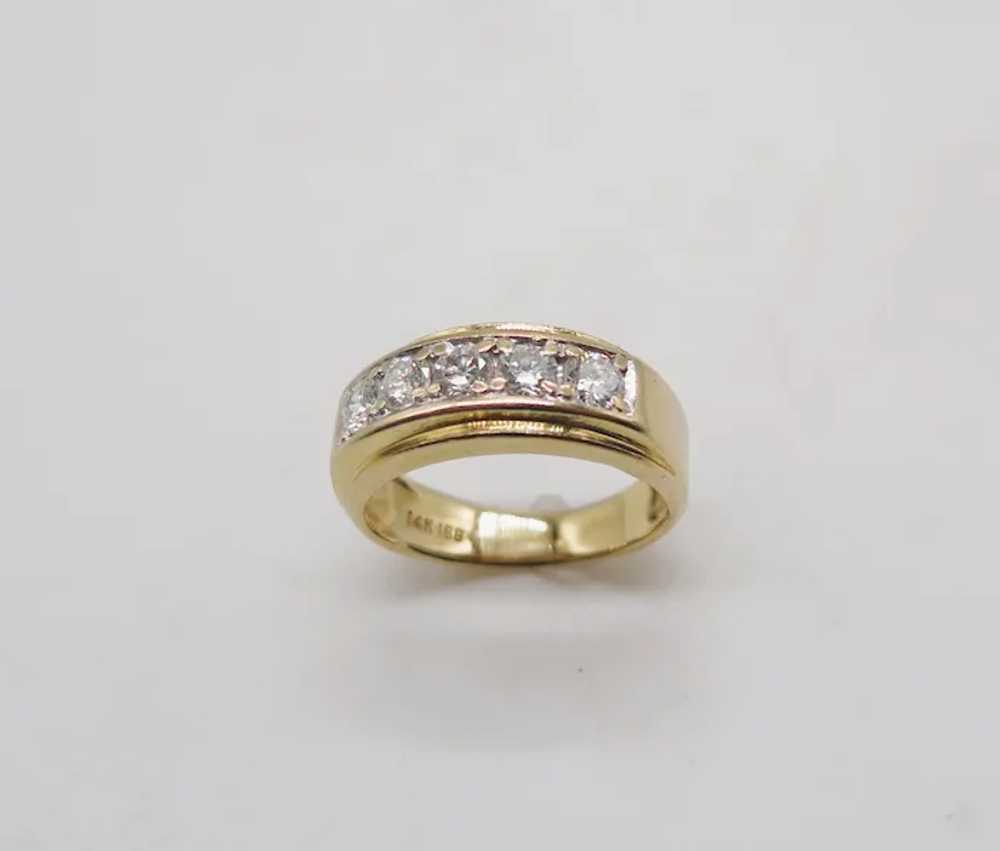 14k Yellow Gold 5 Natural Diamond Ring 1 TCW - image 8