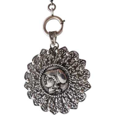 Vintage Pure Silver Figural Pendant With Cannetill