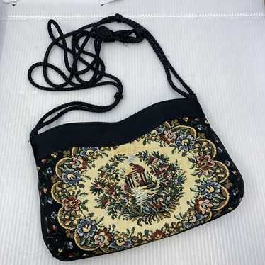 Vintage Laura Tapestry Purse Clutch Black Backgrou