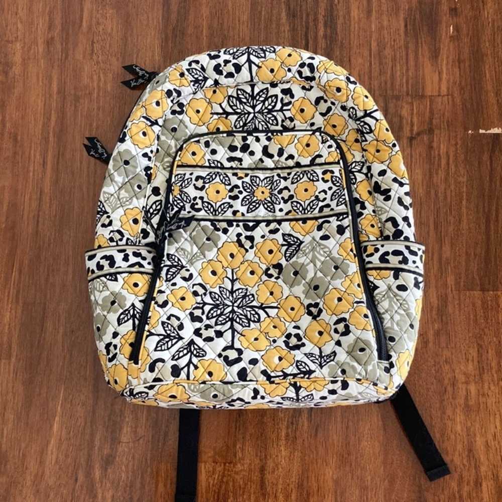 NEW Vera Bradley Laptop Backpack Yellow Cream Dai… - image 1