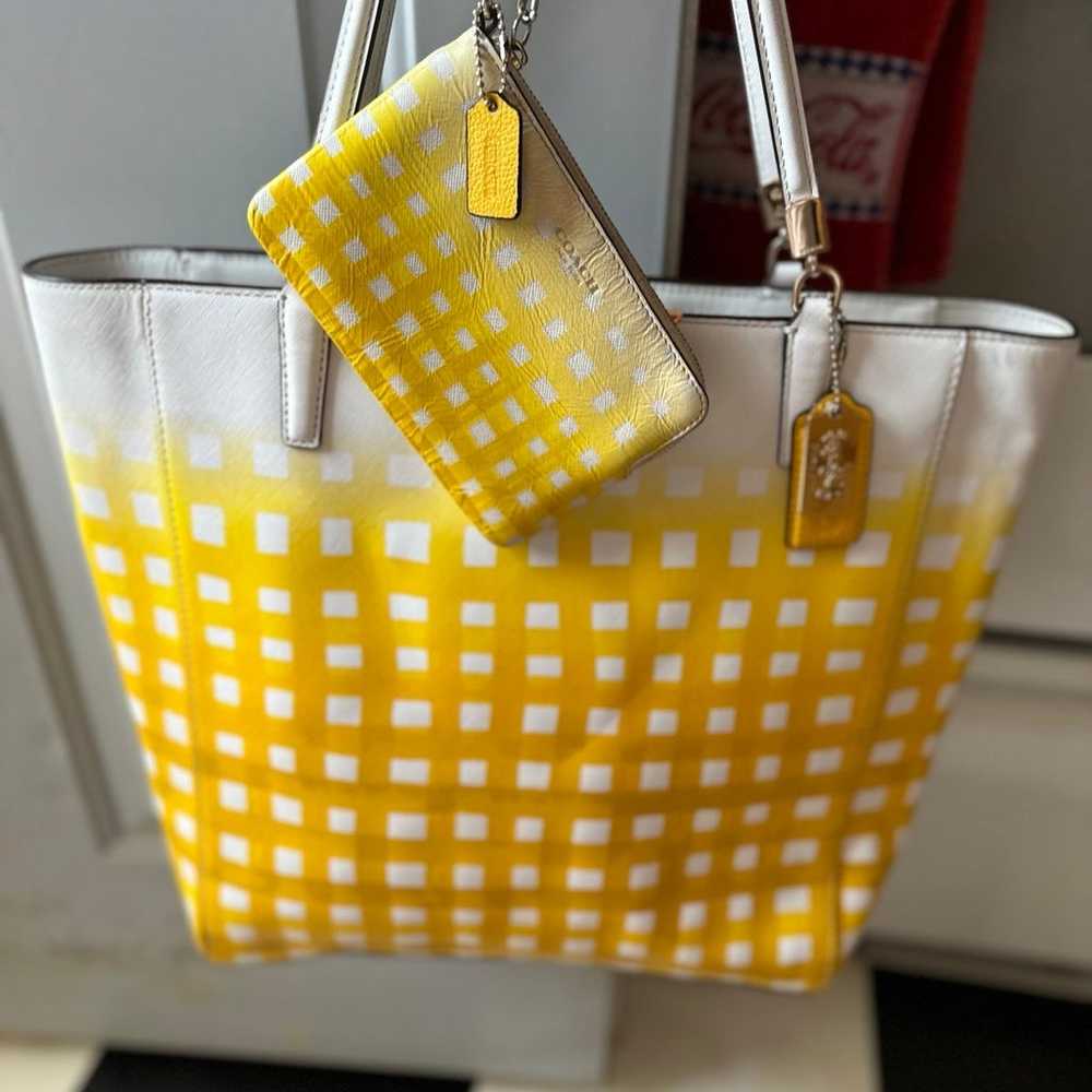 Coach Madison yellow gingham bag - image 5