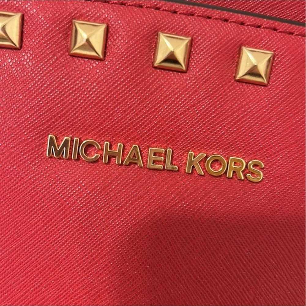 Michael Kors Red Studded Leather Handbag - image 3