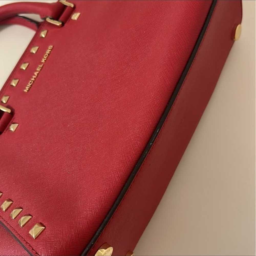 Michael Kors Red Studded Leather Handbag - image 8