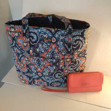 Vera Bradley lot of 2 quilted paisley tote & oran… - image 1