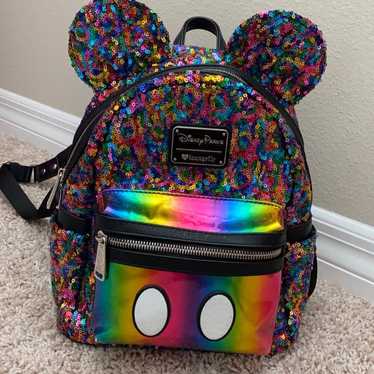 Disney Parks Loungefly Mickey Mouse Rainbow Sequi… - image 1