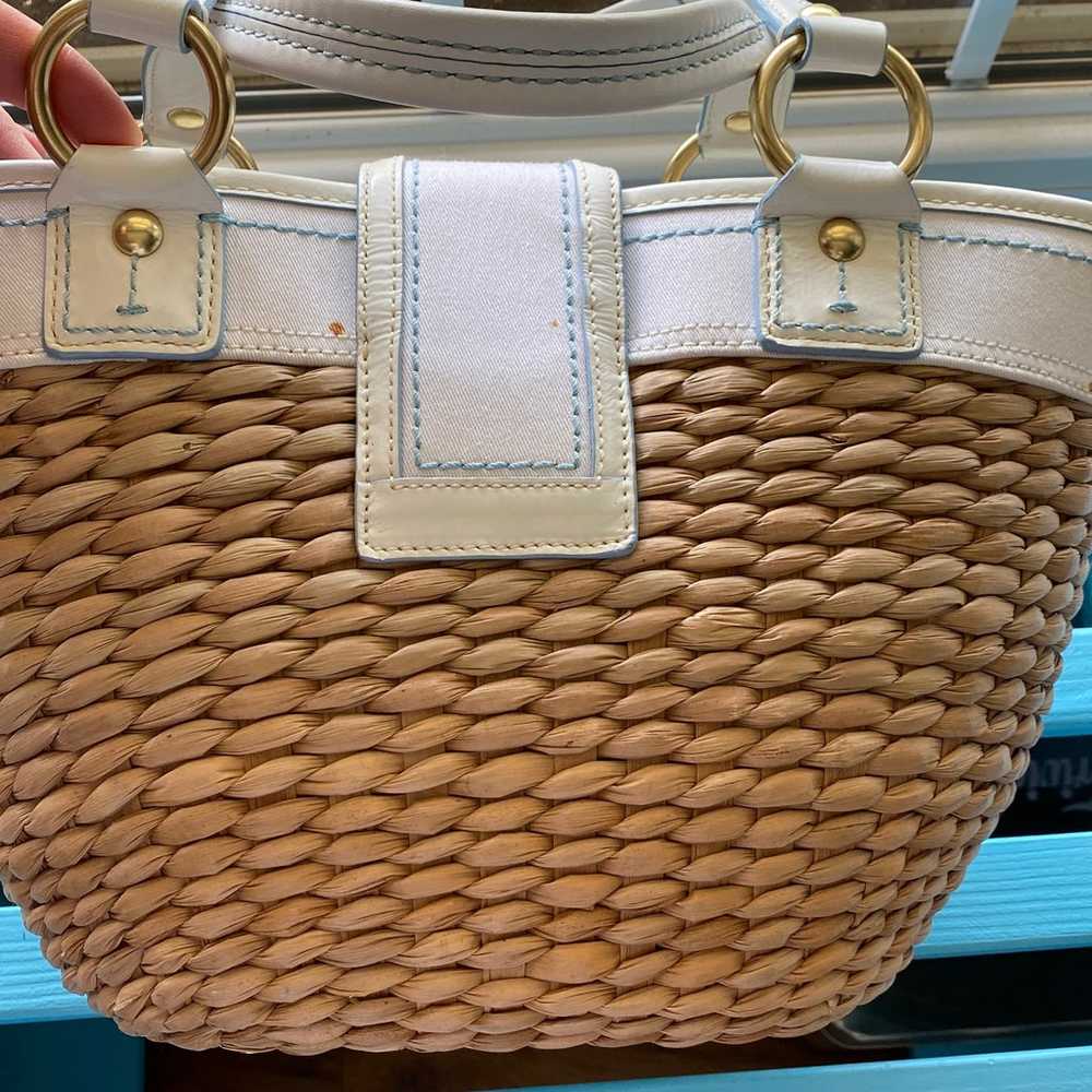 Coach woven straw handbag authentic - image 3