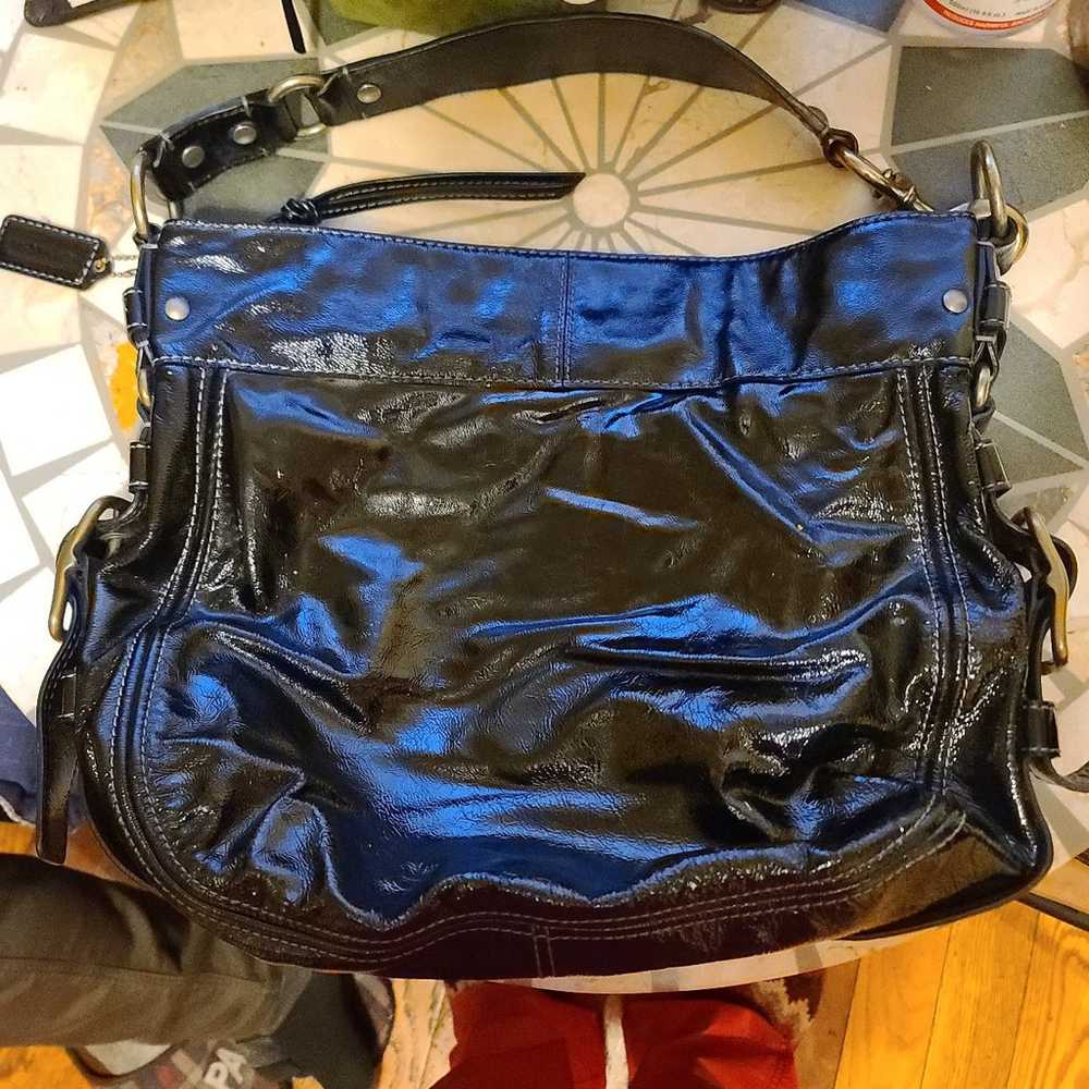 Coach black patent leather bag - image 3