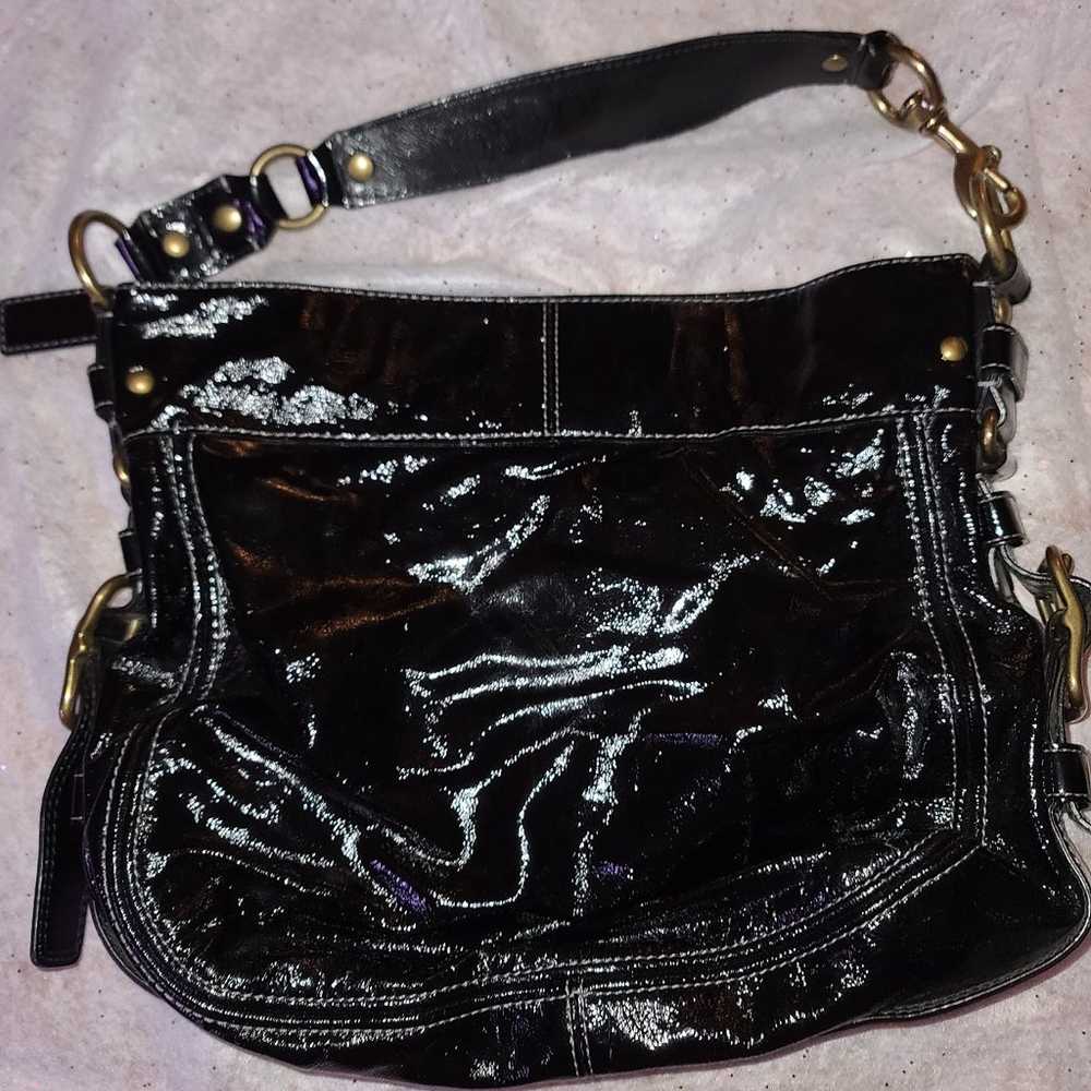 Coach black patent leather bag - image 4