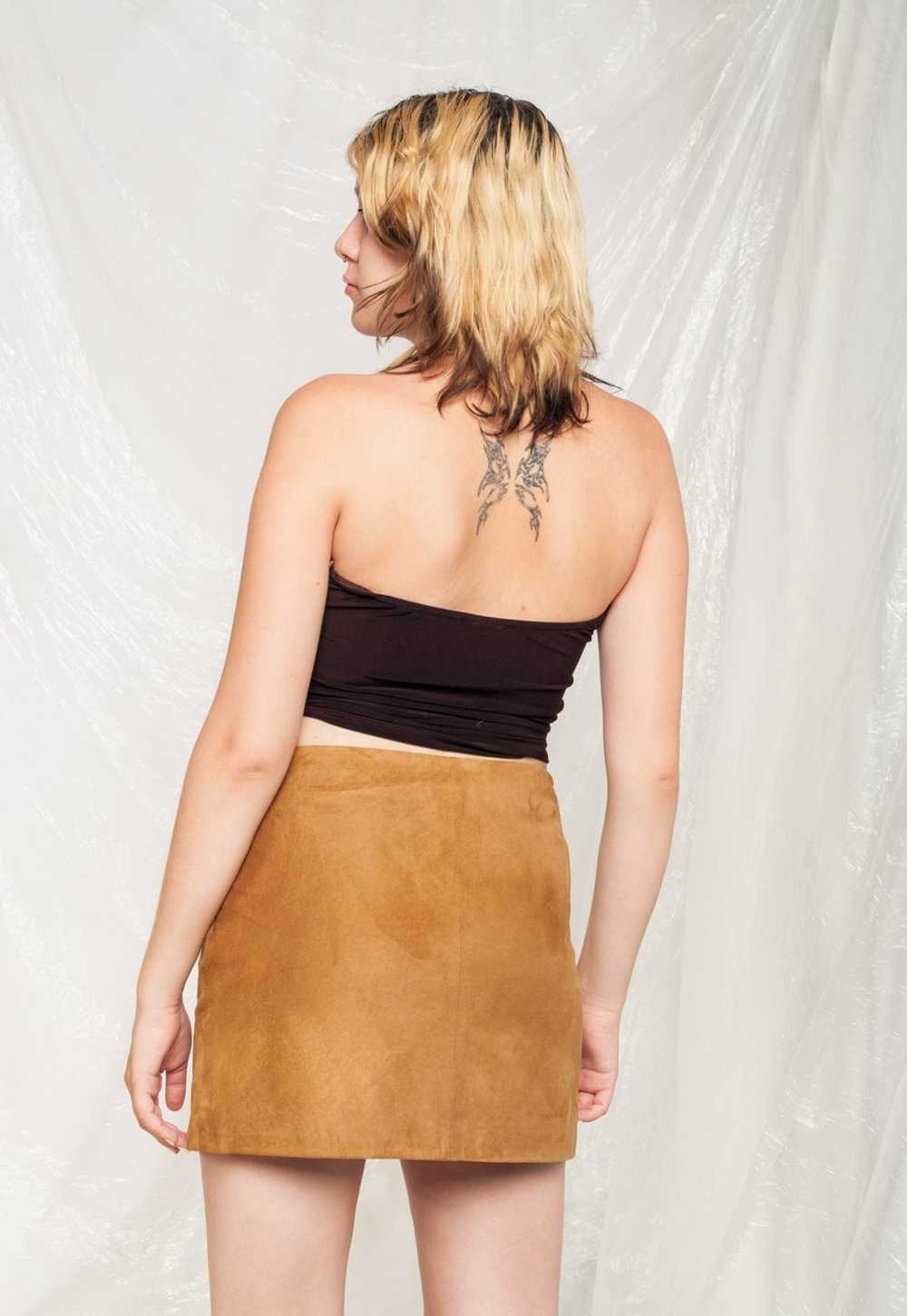 Vintage Leather Skirt 90s Genuine Suede Preppy Mi… - image 1