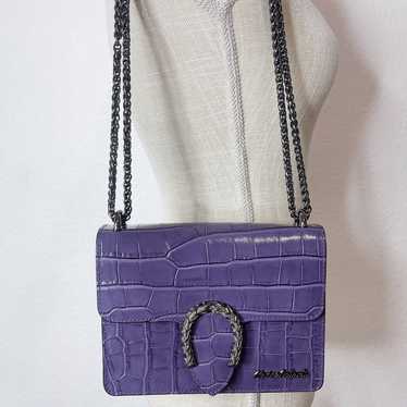 Purple discount Leather Small Croc Embossed Crossbody Chain MARINA GALANTI Made In Italy