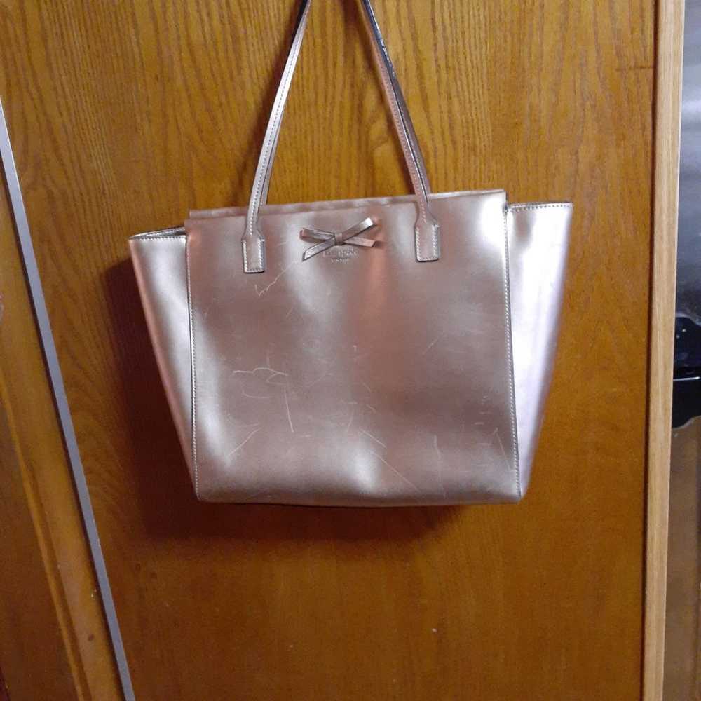 Kate Spade Large Tote Bag Gold Leather zippered t… - image 2
