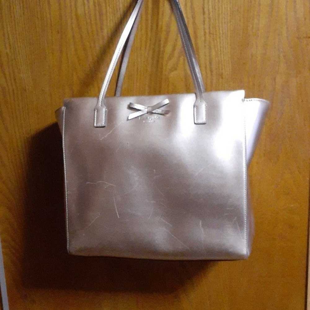 Kate Spade Large Tote Bag Gold Leather zippered t… - image 4