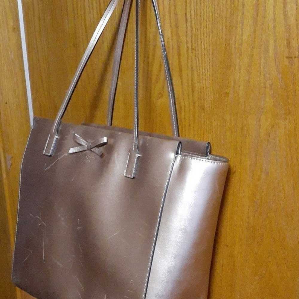 Kate Spade Large Tote Bag Gold Leather zippered t… - image 6