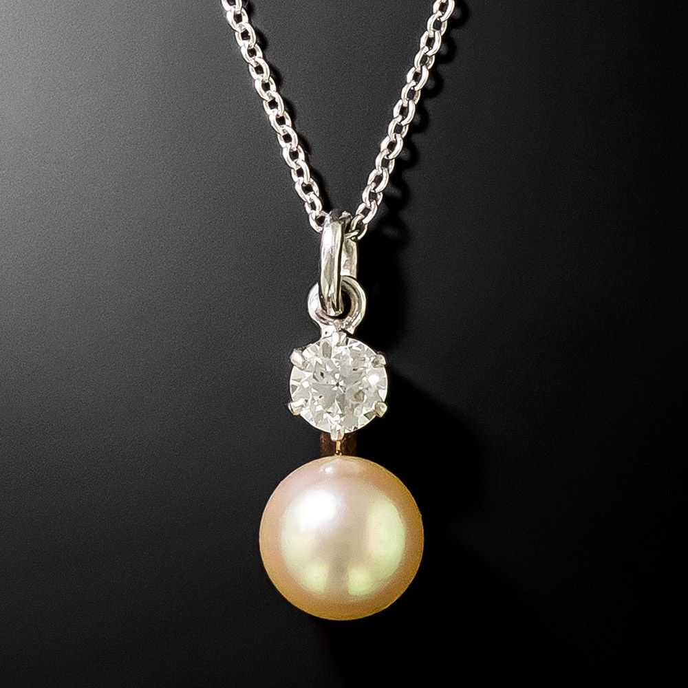 Pearl and Diamond Pendant, Circa 1930s - image 1