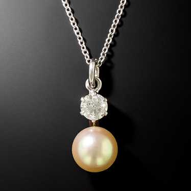 Pearl and Diamond Pendant, Circa 1930s - image 1