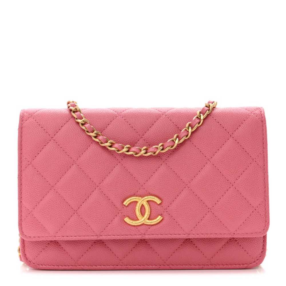 CHANEL Caviar Quilted Textured CC Wallet On Chain… - image 1