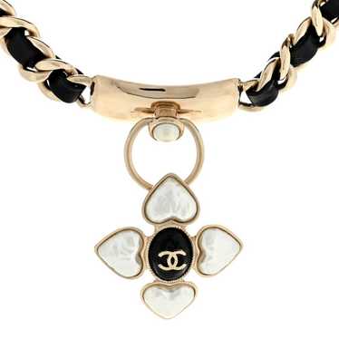 CHANEL Lambskin Pearl Resin CC Choker Gold Black