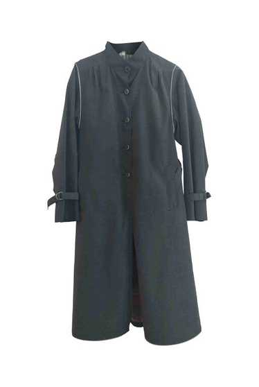 Trench coat - Dark gray trench coat with tartan p… - image 1