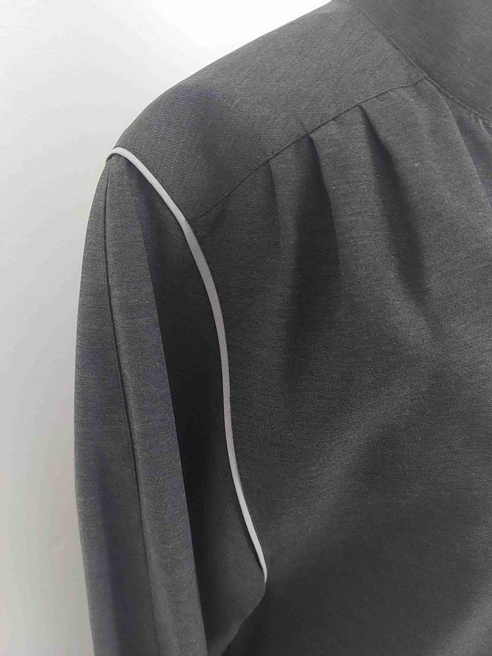 Trench coat - Dark gray trench coat with tartan p… - image 3