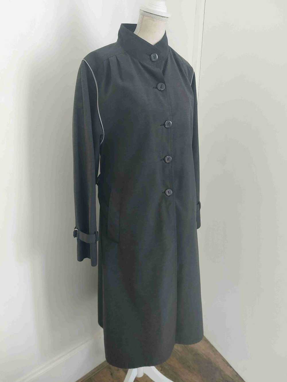 Trench coat - Dark gray trench coat with tartan p… - image 4