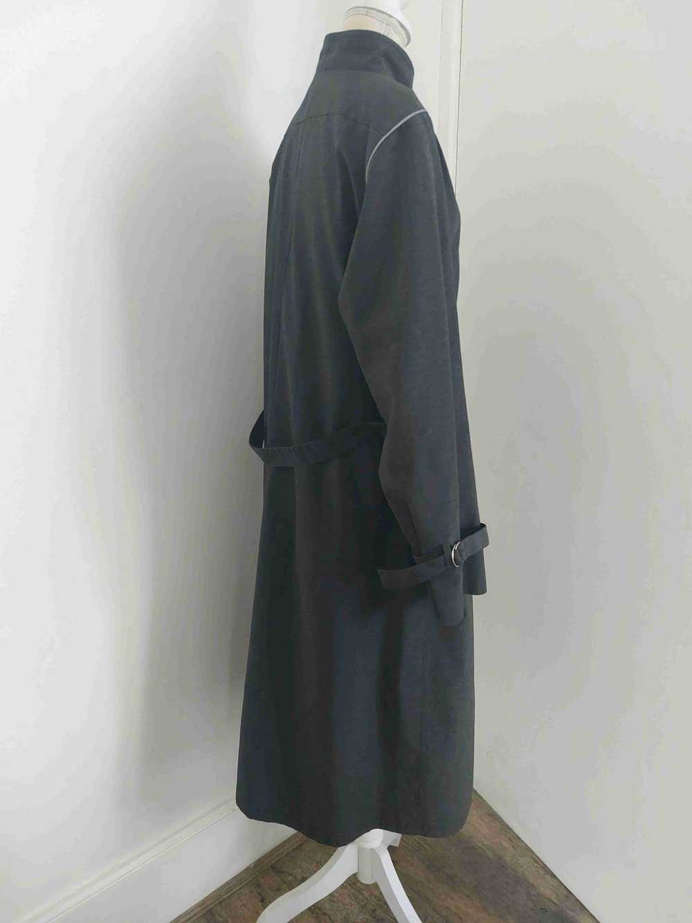 Trench coat - Dark gray trench coat with tartan p… - image 5