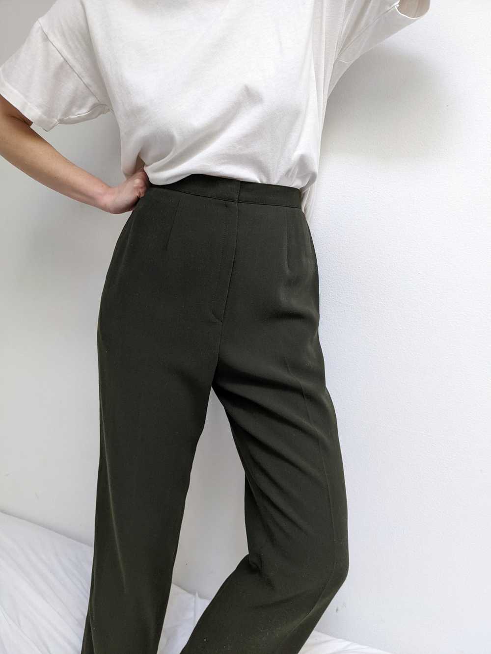 Vintage Olive Wool Trousers - image 2