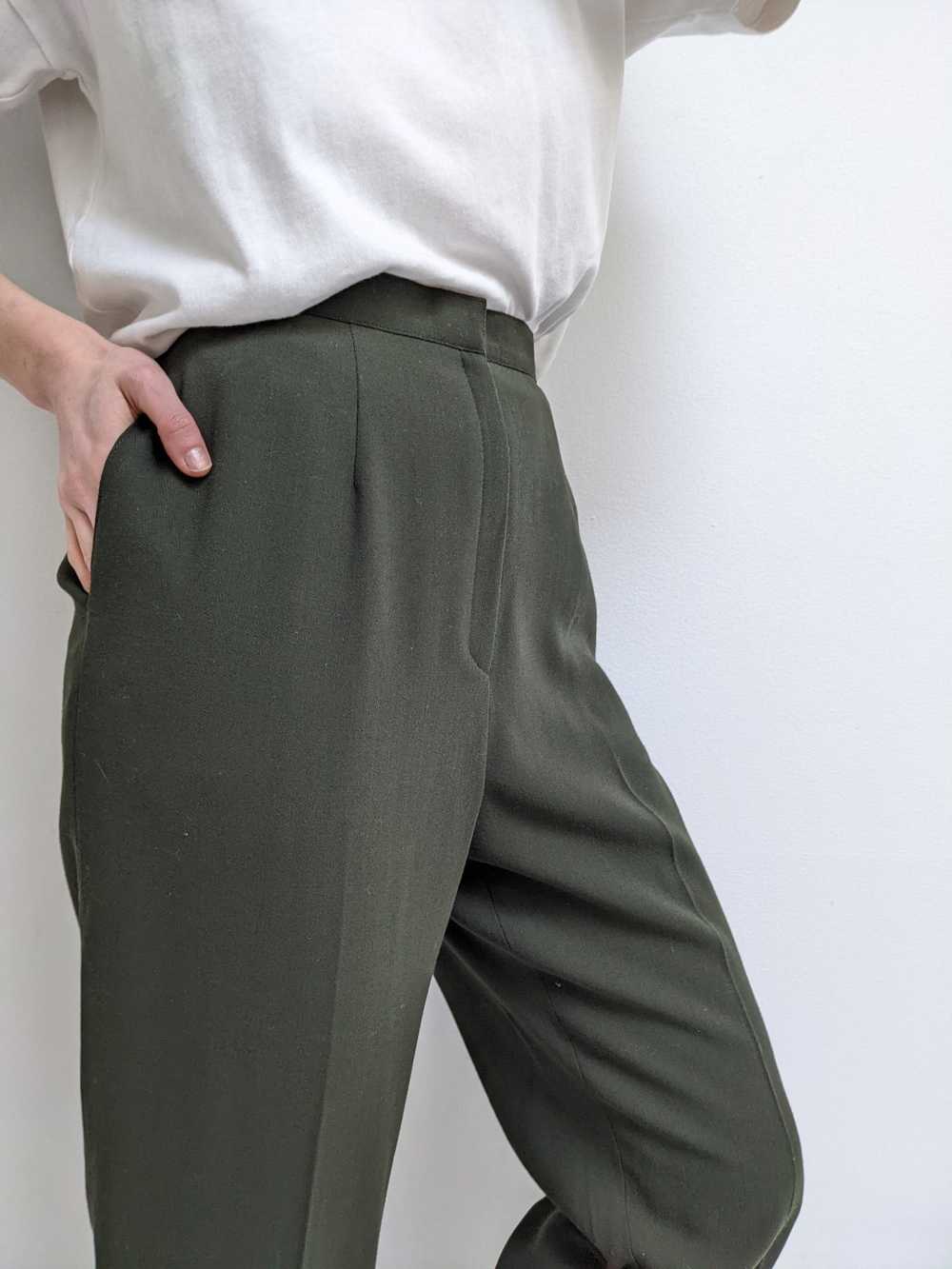 Vintage Olive Wool Trousers - image 3