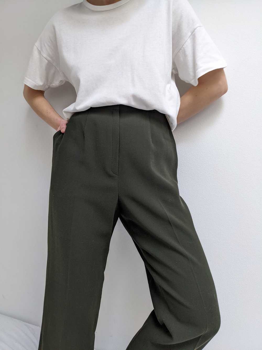 Vintage Olive Wool Trousers - image 4