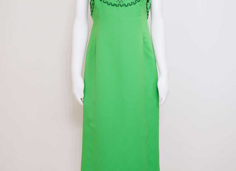 1960s Green Satin Melody Dress with Matching Maxi… - image 2