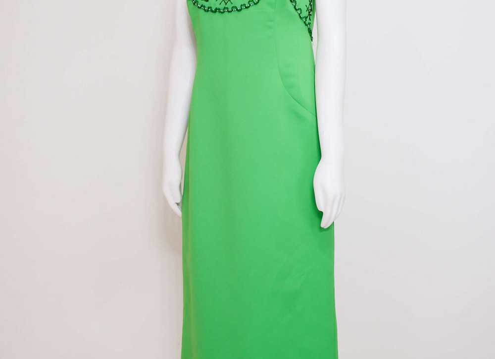 1960s Green Satin Melody Dress with Matching Maxi… - image 3