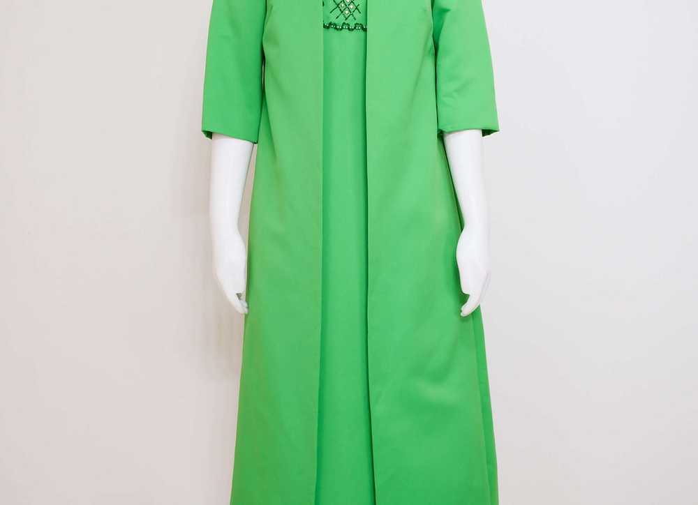 1960s Green Satin Melody Dress with Matching Maxi… - image 5